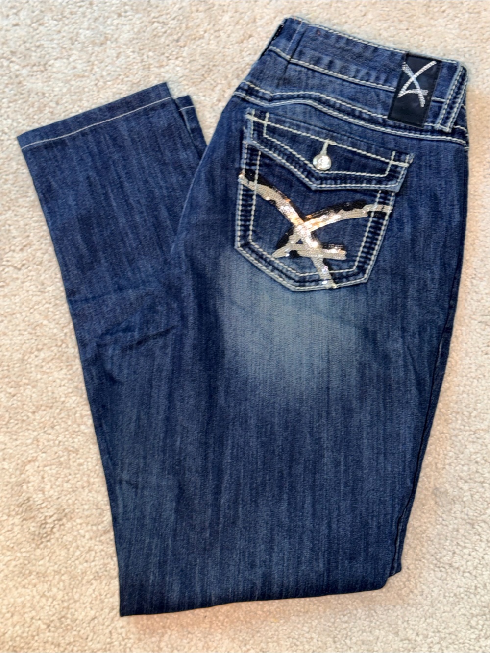 Amethyst Jeans Dark Indigo Boot Cut with Sequin Pocket
